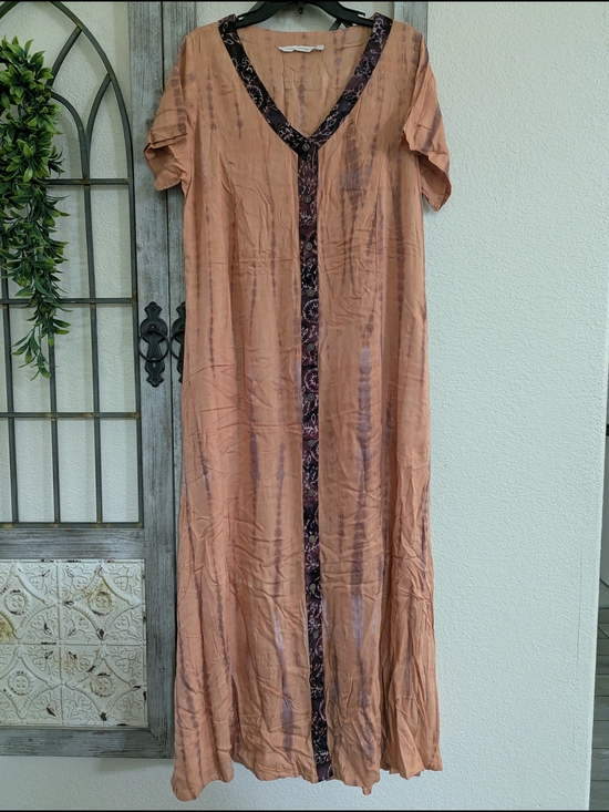 Soft Surroundings Dresses & Skirts - Soft Surroundings Rayon Tiedye Maxi Dress with Trim Sz Large